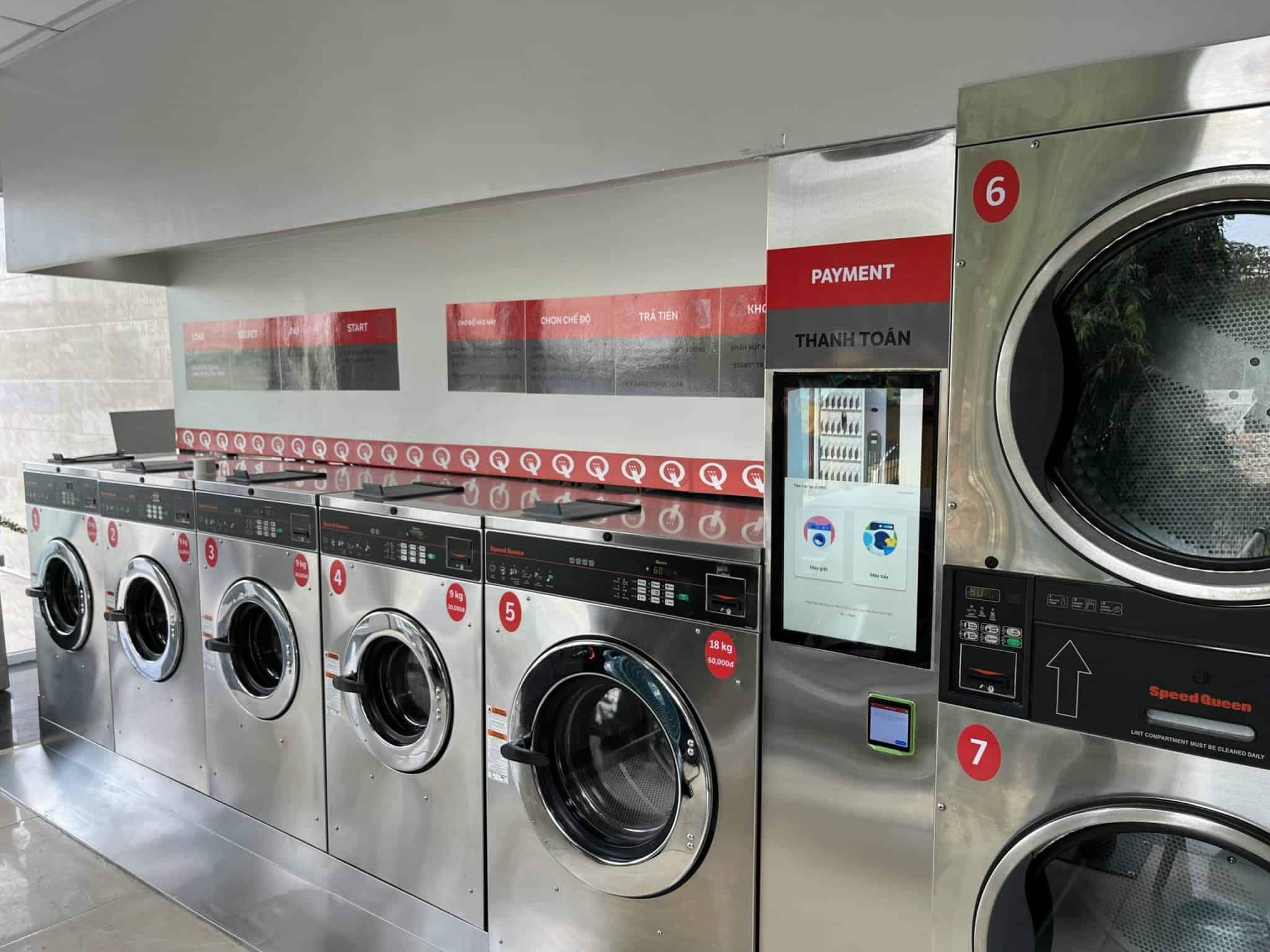 Dự án giặt sấy tự phục vụ Quận 2: 20 máy Speed Queen, QR và mPOS